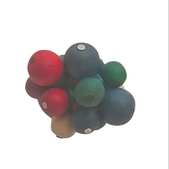 Earrings 80s to 90s Vintage Retro Colorful Wooden Beads Toy ish Playful … - Picture 6 of 6